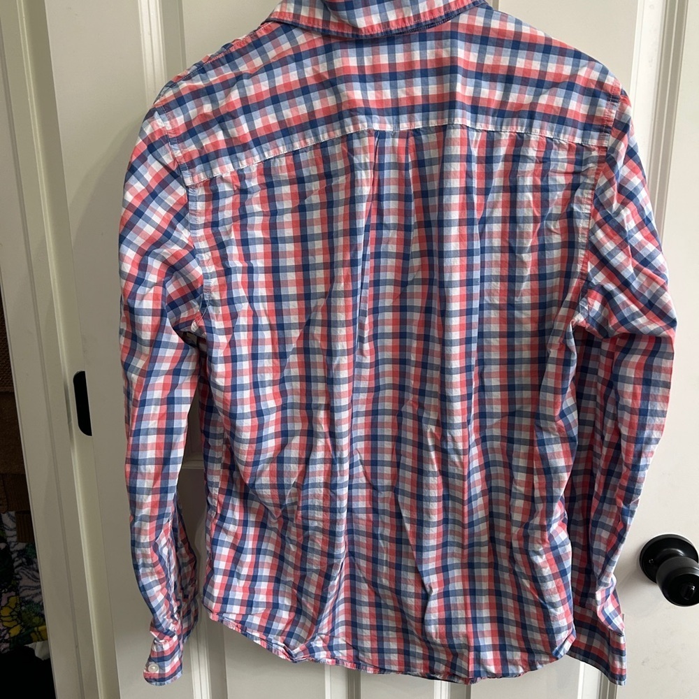 EUC Gap size Large cotton button up shirt. Blue orange white. Casual cool - Picture 7 of 7